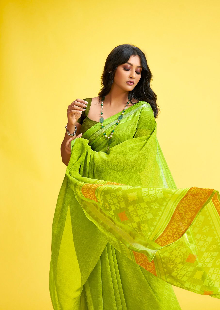 Sr Aarya Casual Wear Weaving Printed Georgette Designer Saree Collection